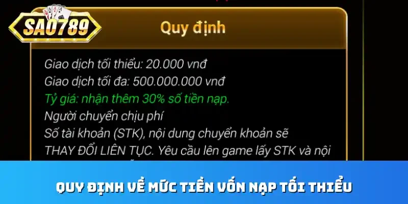 Quy định về mức tiền vốn nạp tối thiểu